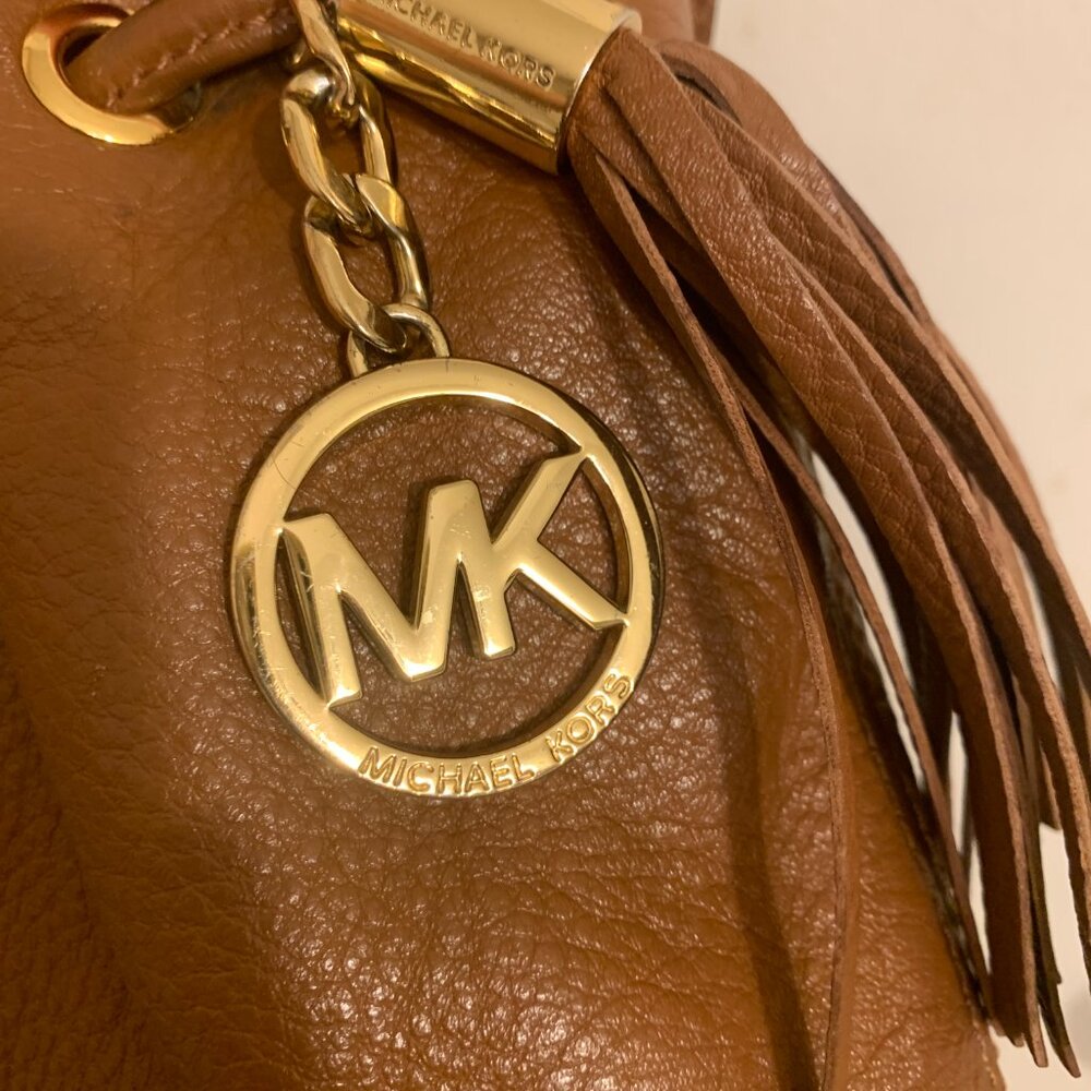 Michael Kors Brown Pheobe Pebbled Leather Handbag Crossbody - Picture 9 of 16